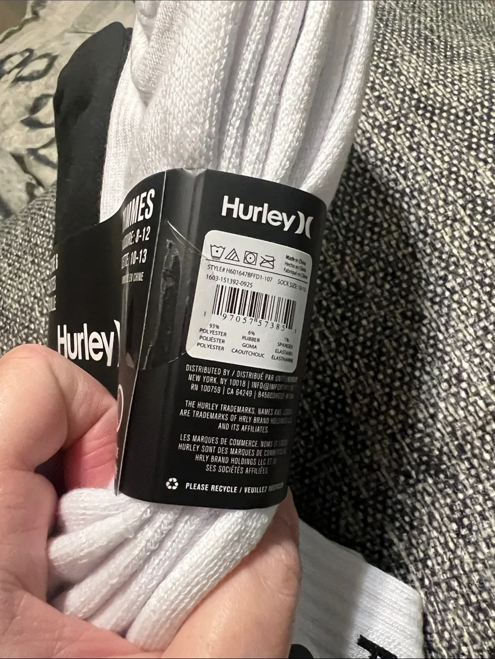 NWT HURLEY 6pk quarter crew athletic socks